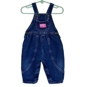 OshKosh Vintage 90s Bubble Leg Bib Style Denim Overalls USA Made Sz 12Mo